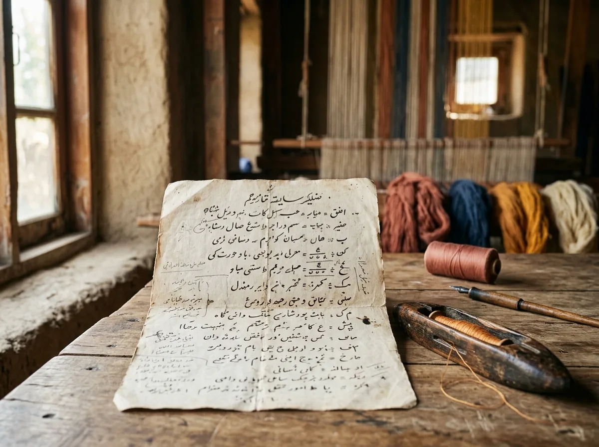Handwritten talim codes on paper