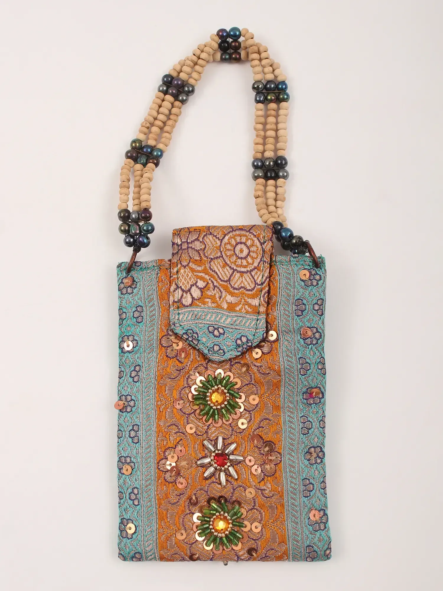 Brocaded Key Case from Banaras with Beaded Handle