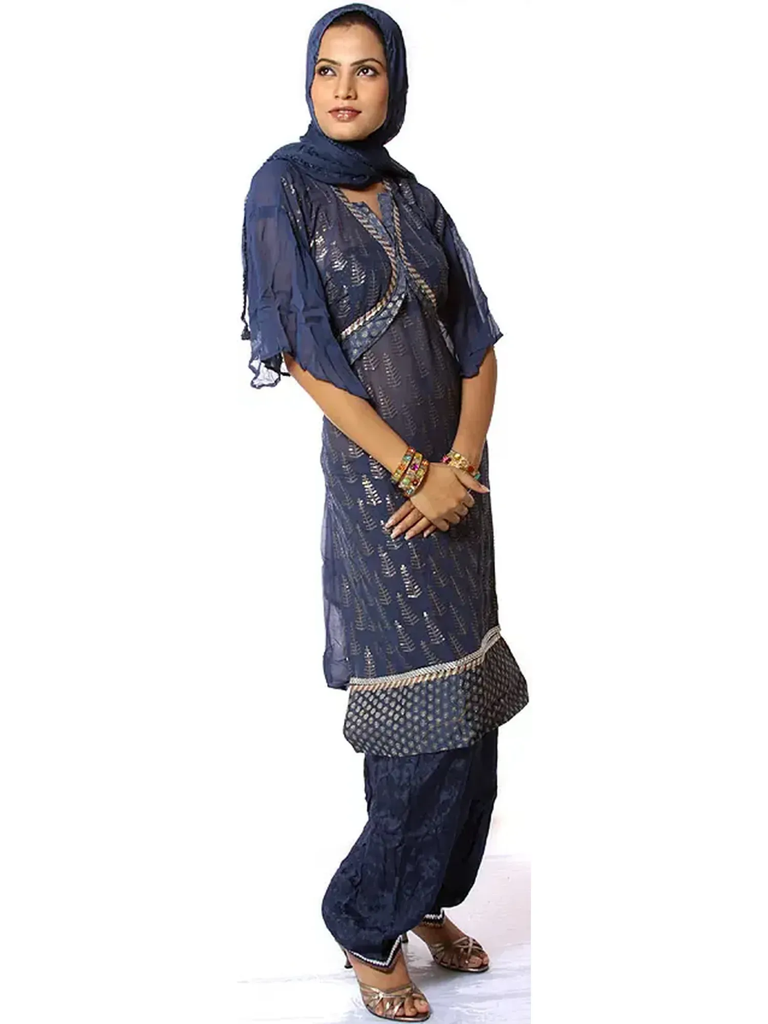 Dark-Blue Designer Suit with All-Over Embroidered Sequins