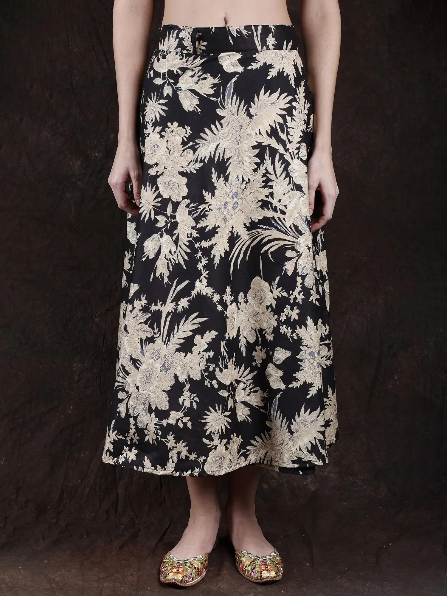 Floral Printed Wrap-Around Casual Long Skirt