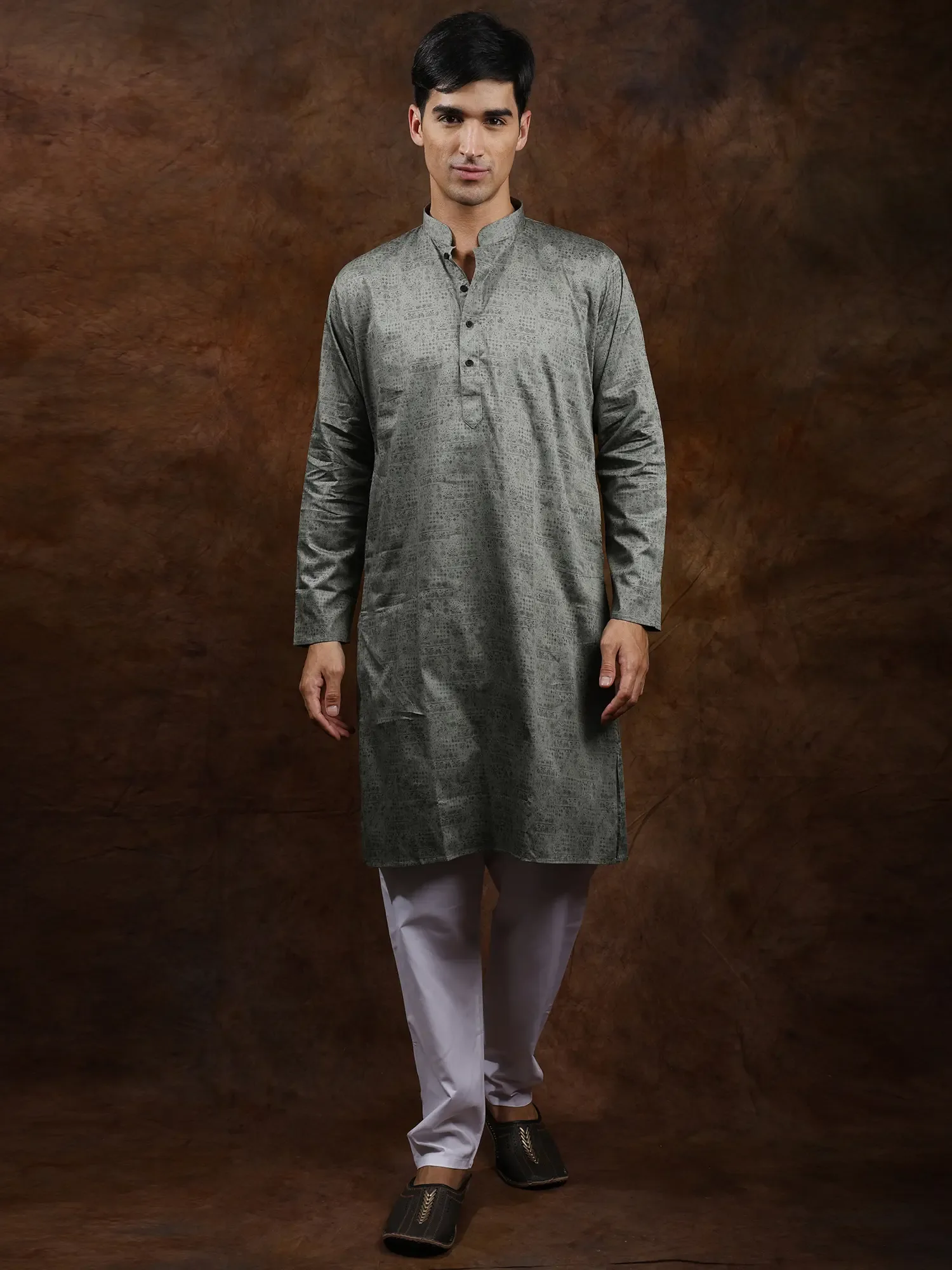Green-Bay Folk Printed Pure Cotton Kurta Pajama Set