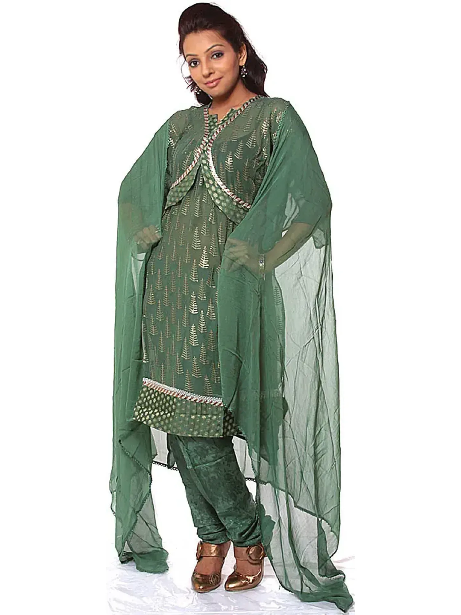 Green Designer Suit with All-Over Embroidered Sequins