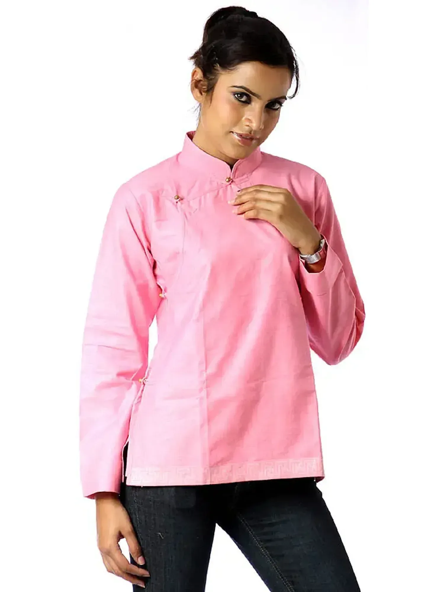 Hot-Pink Banarasi Angarakha Top for Young Ladies