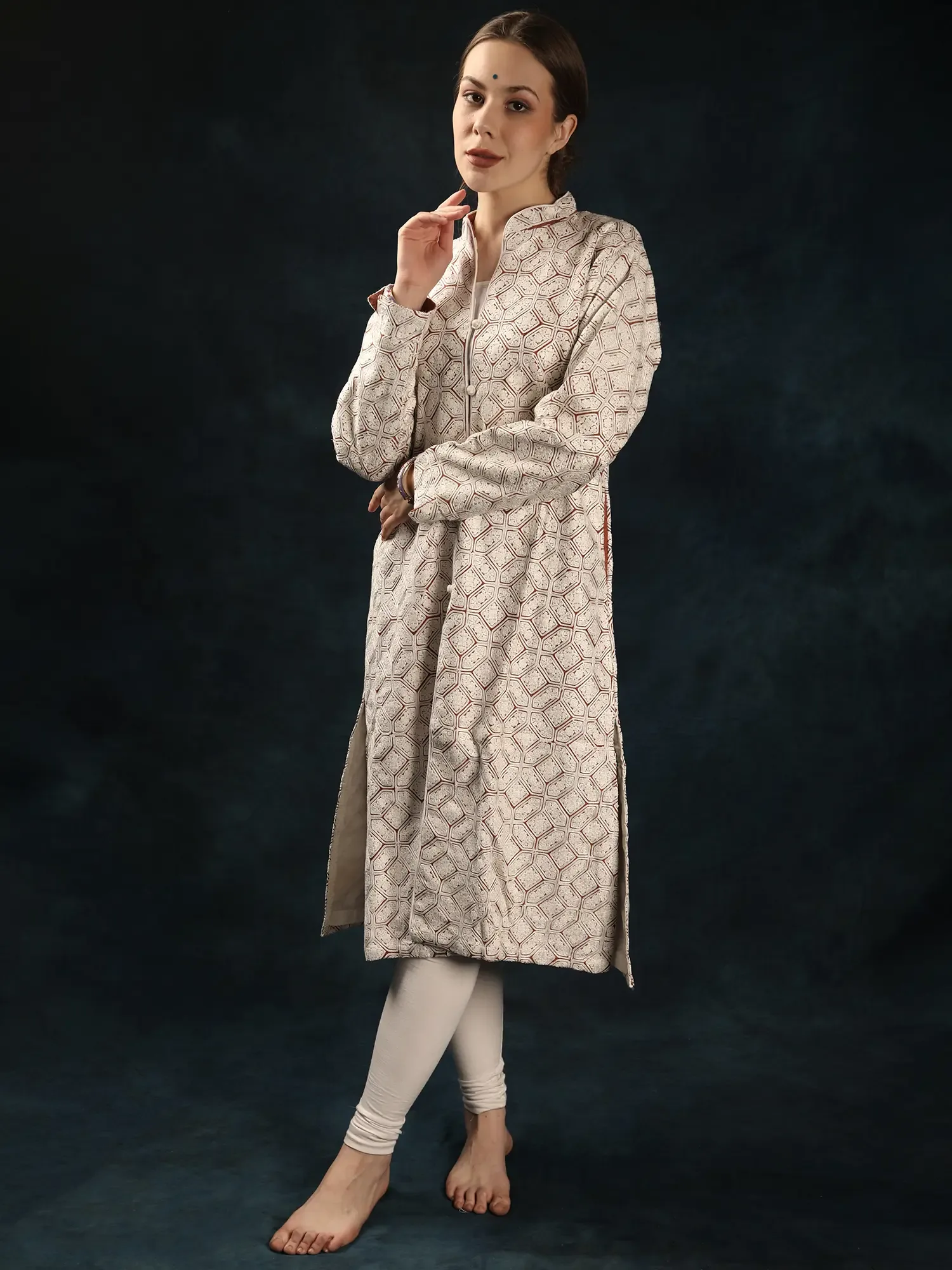 Long Jacket from Kashmir with Aari Embroidery All-Over, alternate view