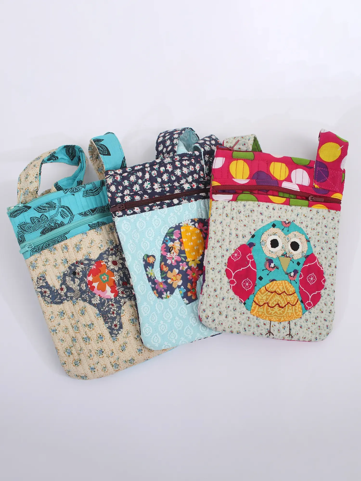 Lot of Three Pure Cotton Printed Small Sling Bags from Dehradun, alternate view