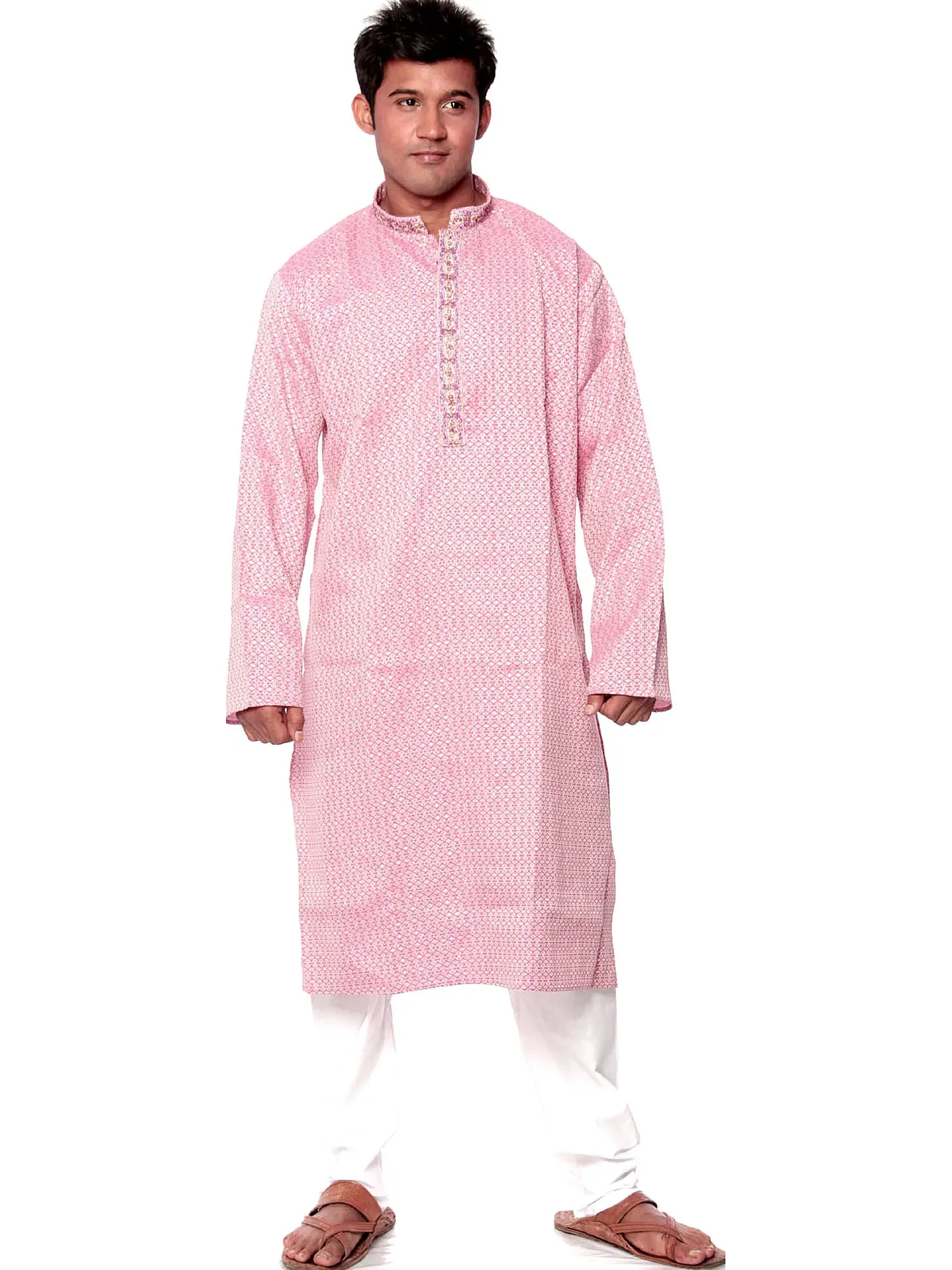 Purple Kurta Set with Thread Weave and Embroidery on Button Palette