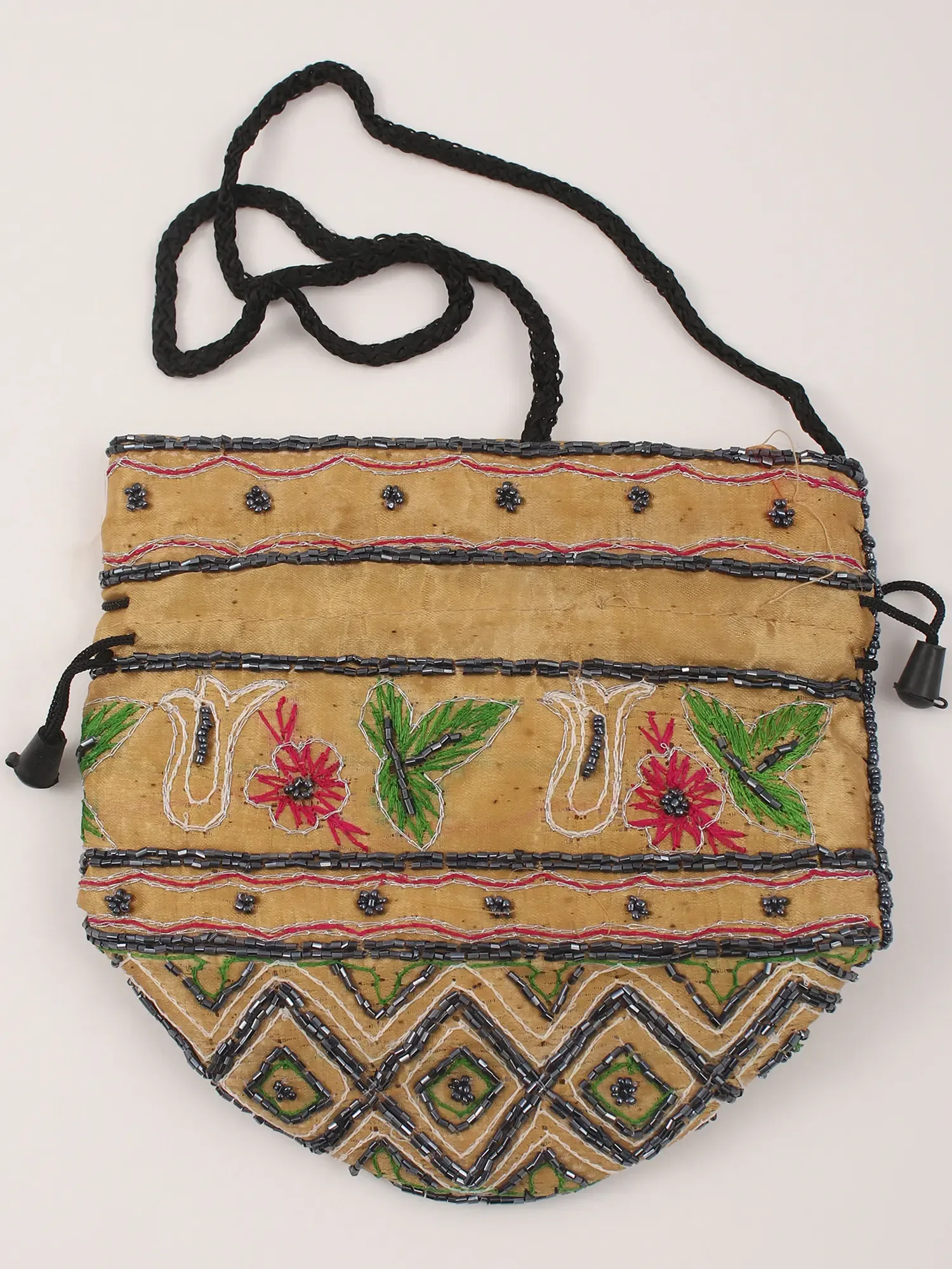 Rattan-Beige Potli Bag with Beads Embroidery, alternate view