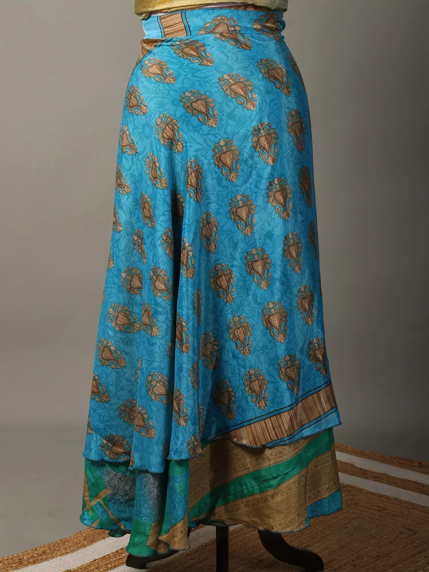 Reversible Wrap Around Silk Printed Skirt, alternate view