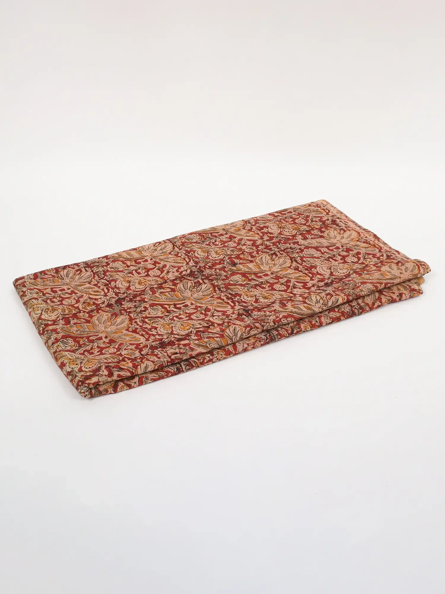 True-Red Pure Cotton Kalamkari Block Printed Fabric