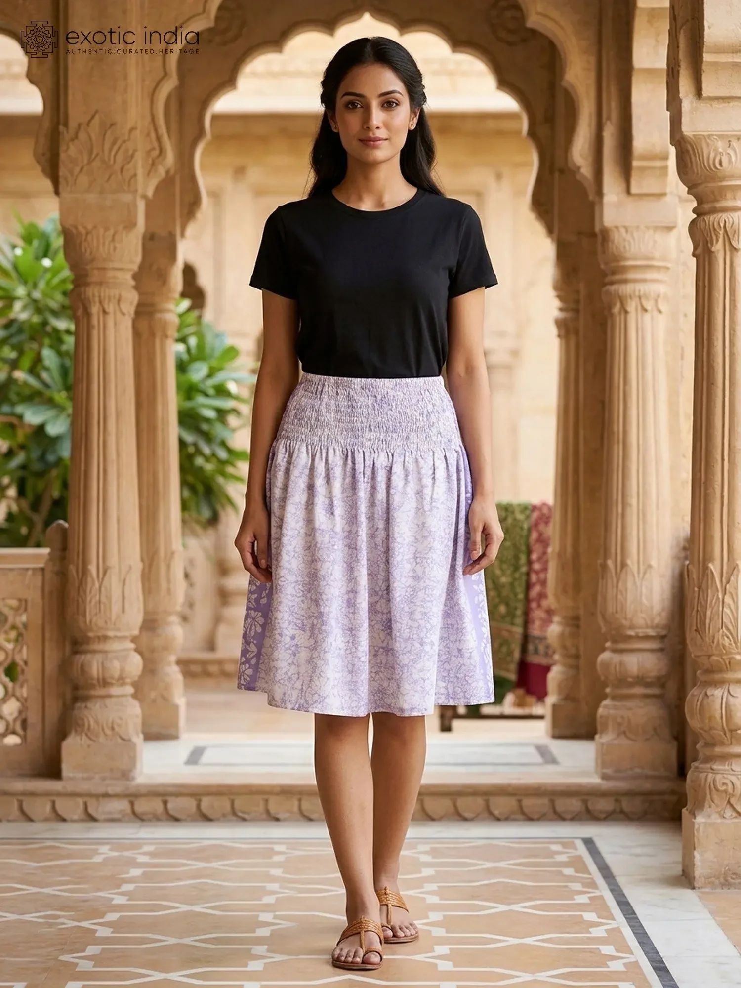 Printed Summer Short Skirt with Elastic Waist