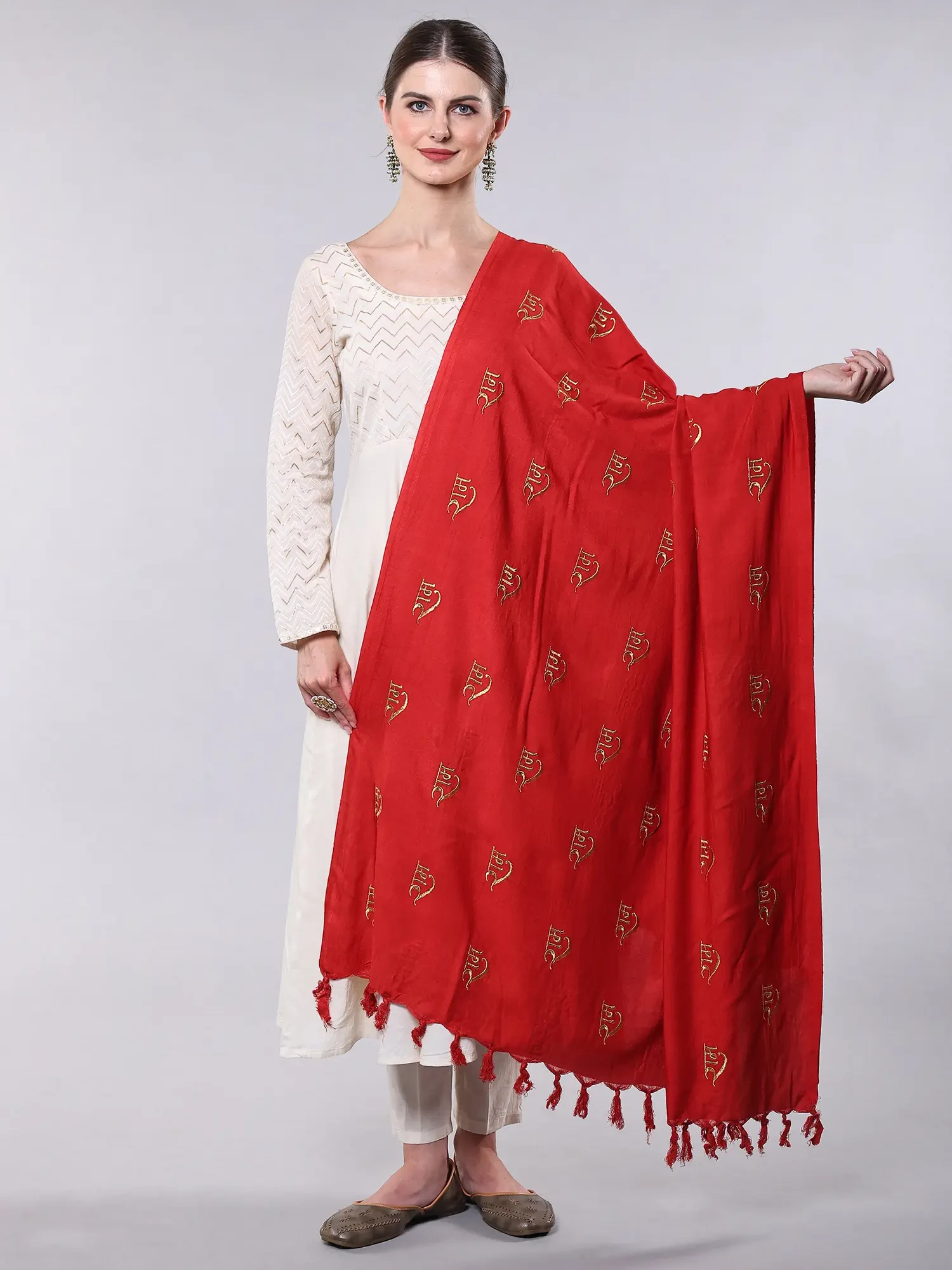 Ram Prayer Shawl with Zari Thread Embroidery
