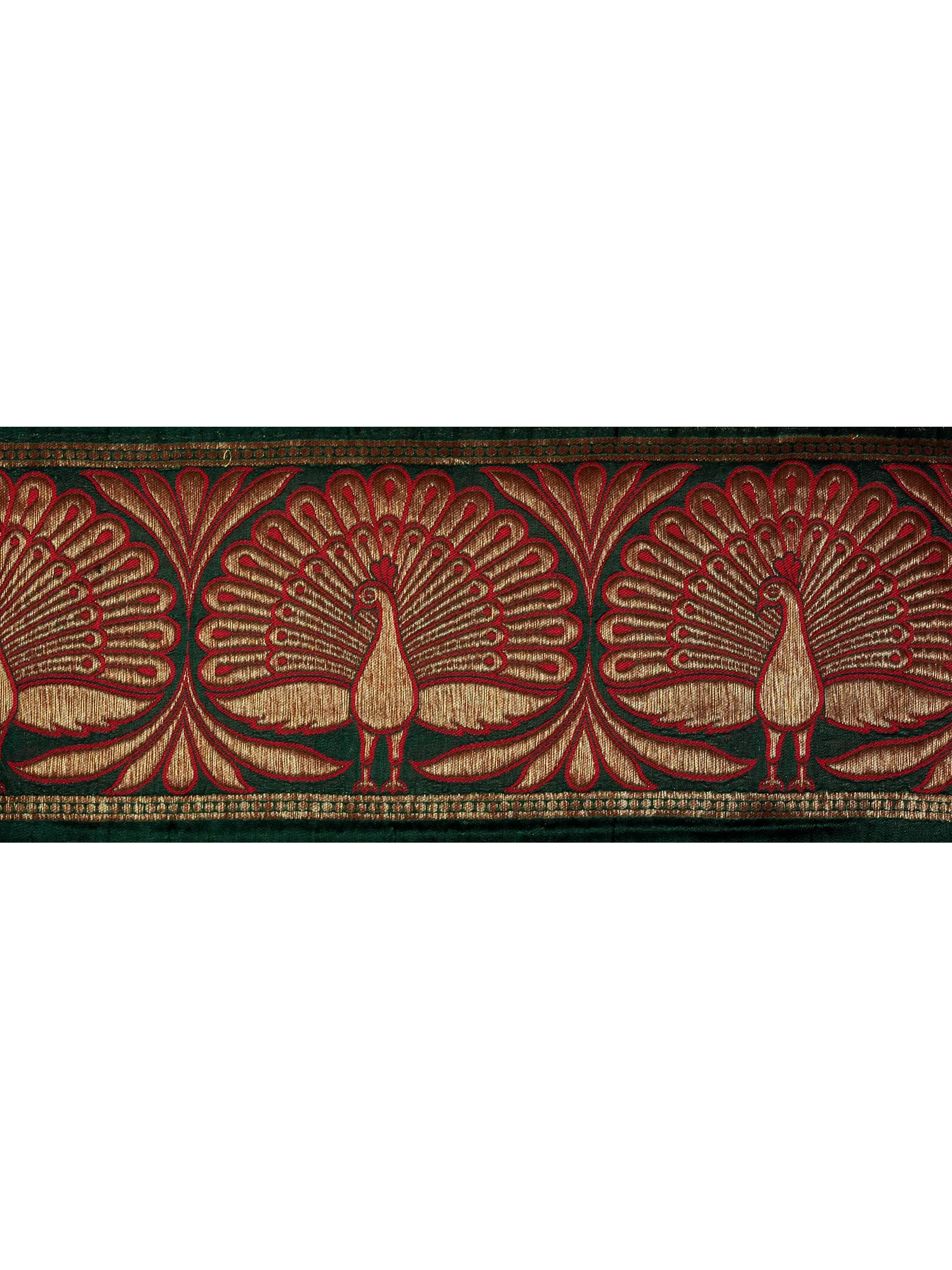 Banarasi Fabric Border with Woven Peacocks