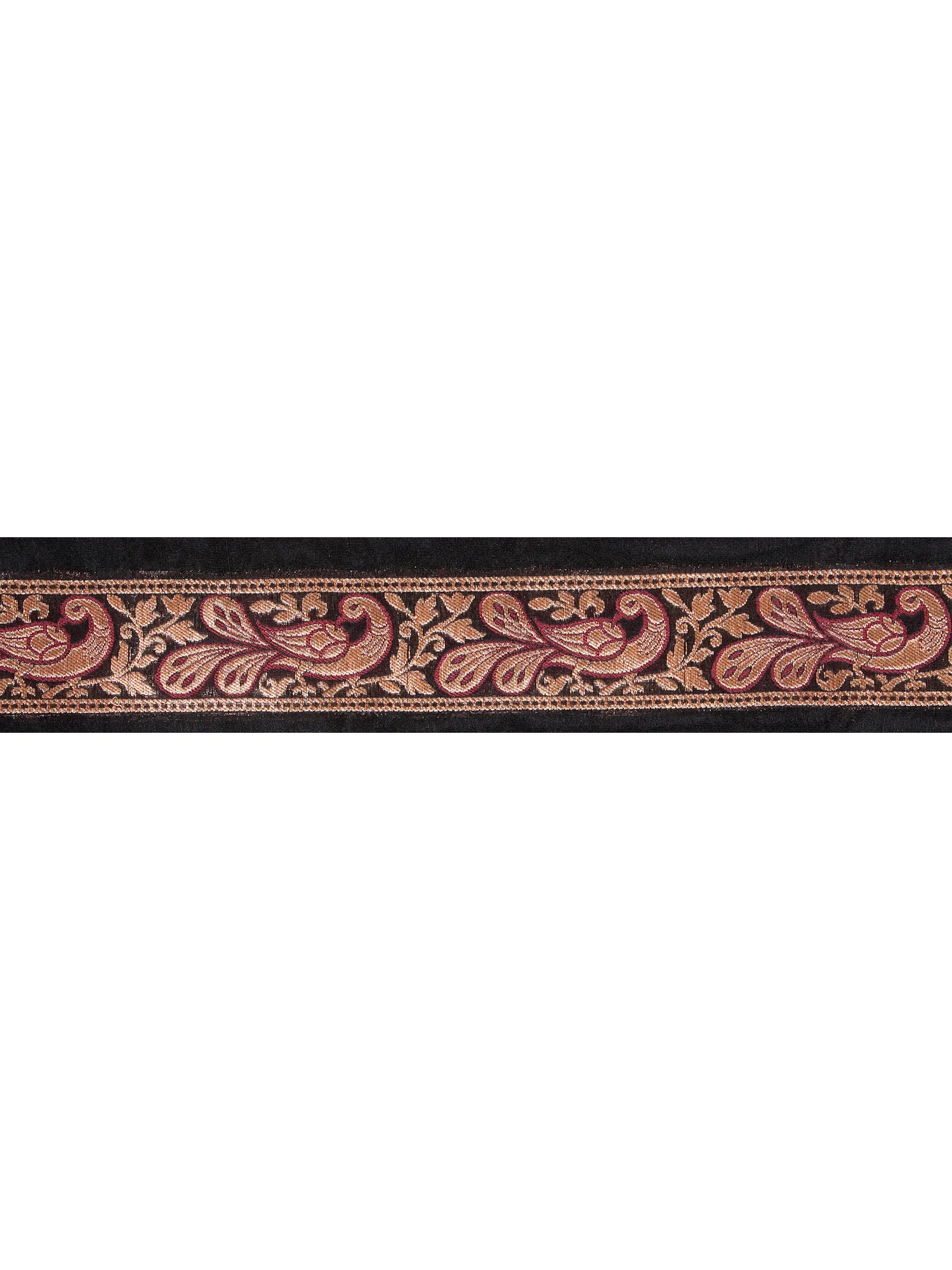 Black Banarasi Fabric Border with Woven Stylized Peacocks