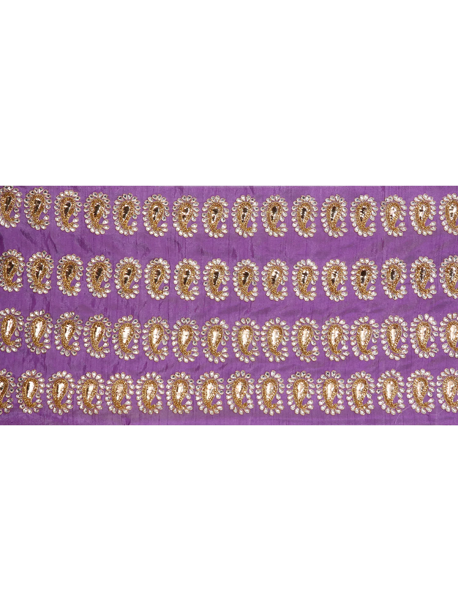 Amethyst Hand-Embroidered Kundan Border with Zardozi Work