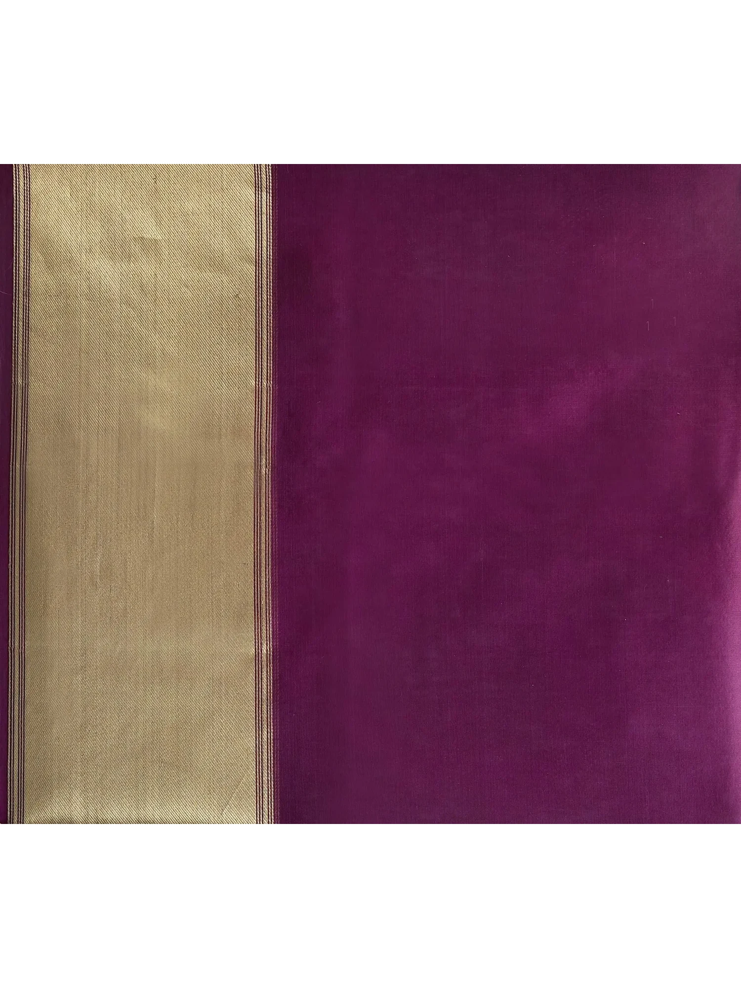 Gloxinia-Purple Plain Organza Fabric with Golden Zari Borders
