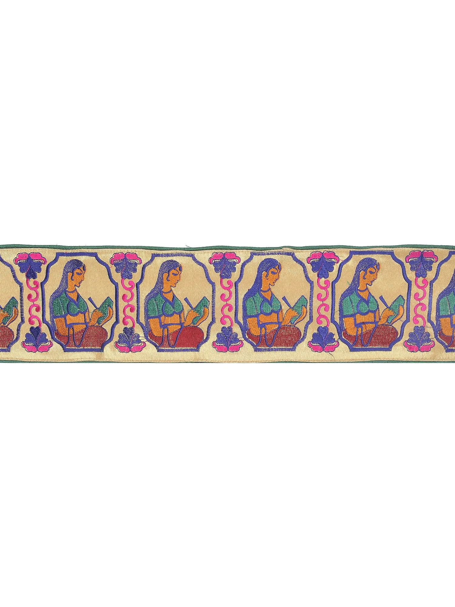 Dodama Brocade Border from Banaras with Hand-woven Lady Figure