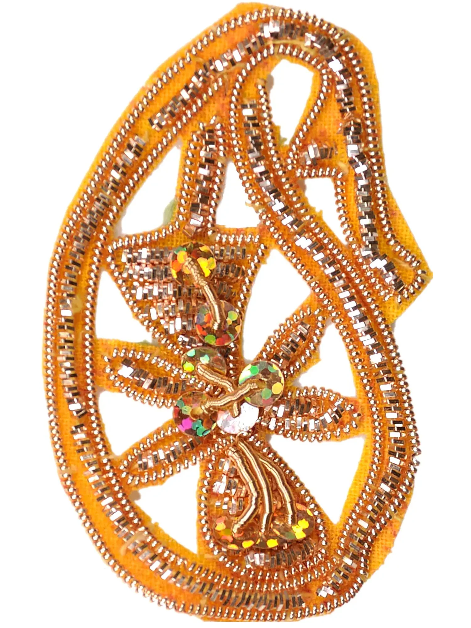 Golden Paisley Patch with Embroidered Zardozi Work