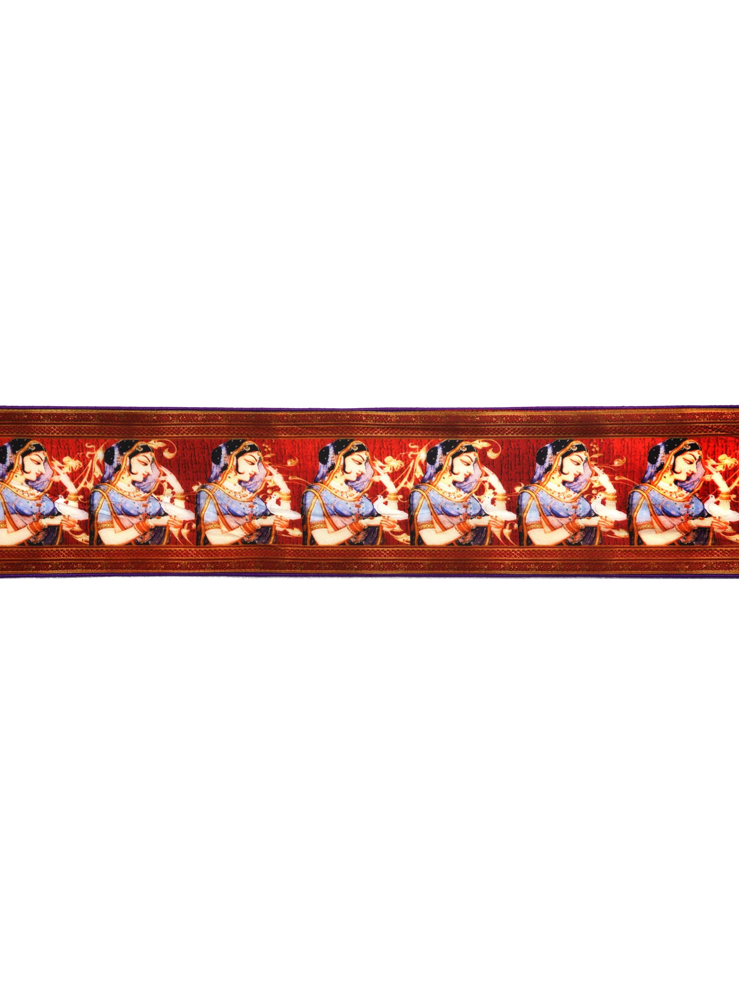Bittersweet-Red Fabric Border with Digital Printed Lady