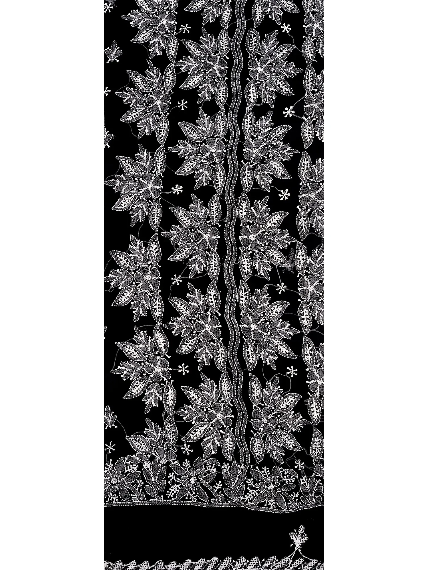 Black Salwar Kameez Fabric with Lukhnawi Chikan Embroidery by Hand