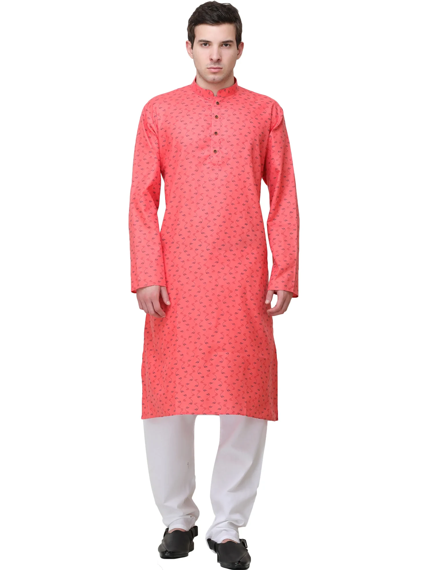 Sugar-Coral Casual Kurta Pajama Set with Printed Bootis All-Over