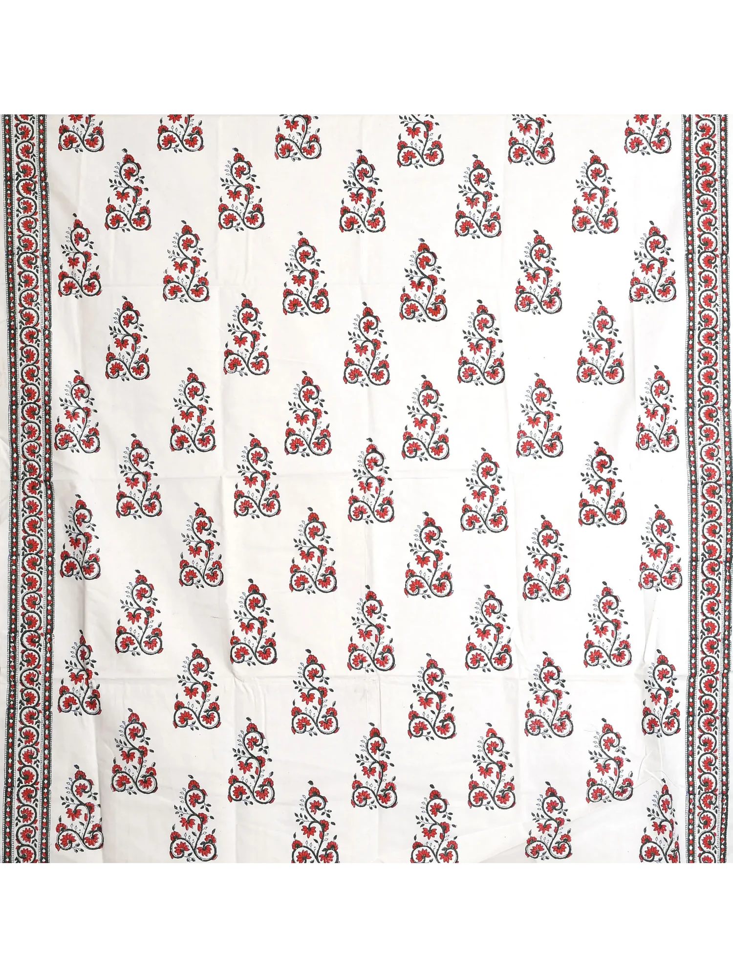 Bright-White Floral Printed Curtain