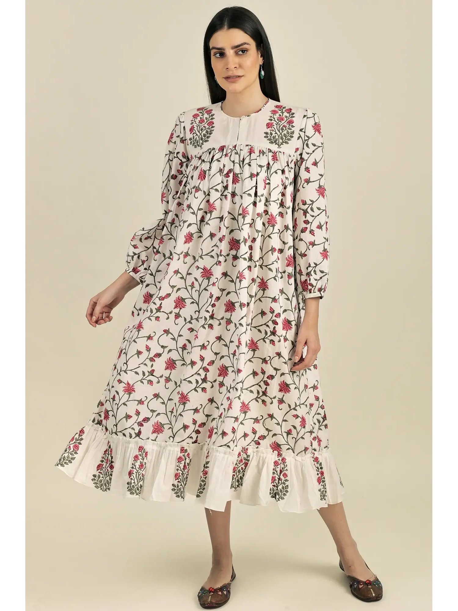 "Ishita” Happiness High Neck Floral Print Dress