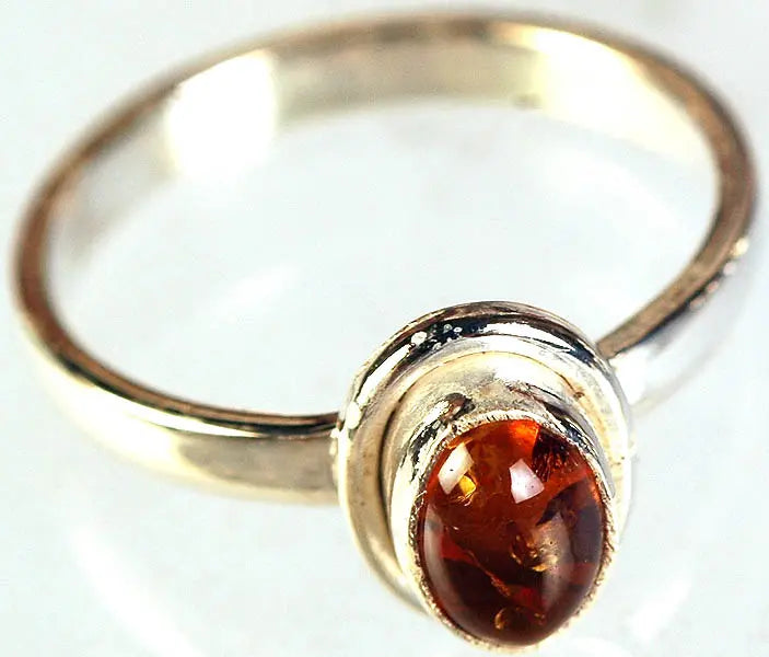 Amber Sterling Silver Ring