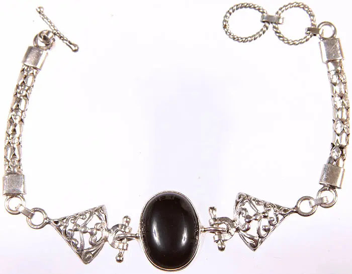 Black Onyx and Sterling Silver Bracelet