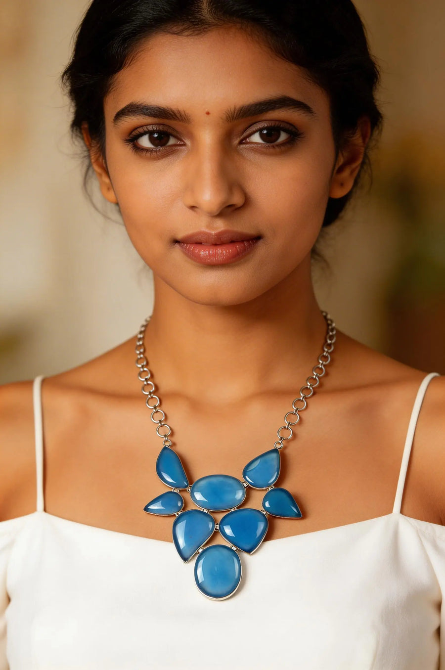 Blue Chalcedony Sterling Silver Necklace