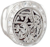 Cubic Zirconia Islamic Motif Sterling Silver Ring