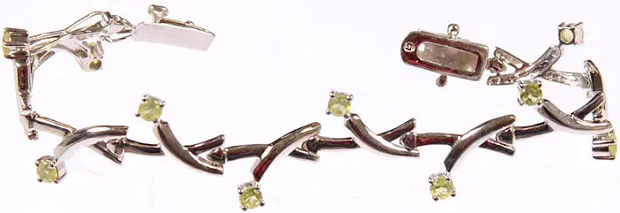 Faceted Peridot Sterling Silver Bracelet