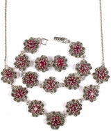 Faceted Ruby Sterling Silver Necklace, Bracelet and Earrings Set