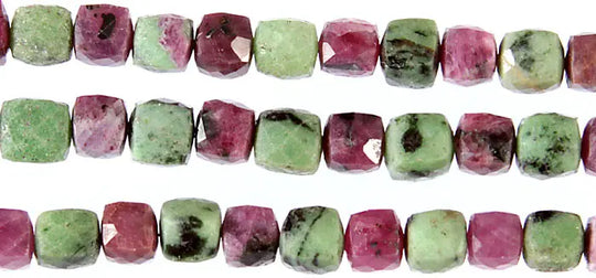 Faceted Ruby Zoisite Beaded Necklace