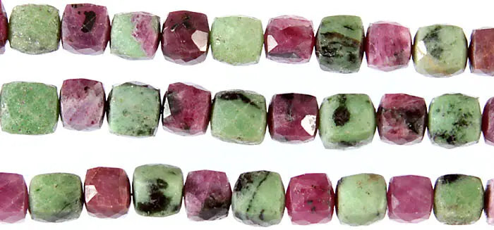 Faceted Ruby Zoisite Beaded Necklace