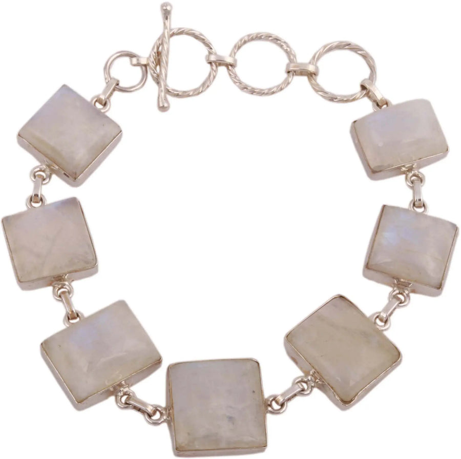 Rainbow Moonstone Sterling Silver Princess Bracelet