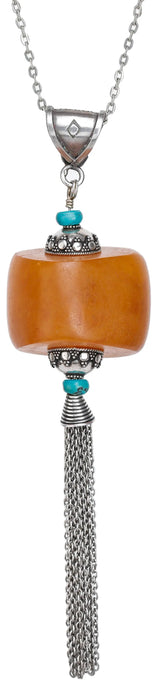 Amber and Turquoise Rain Sterling Silver Pendant