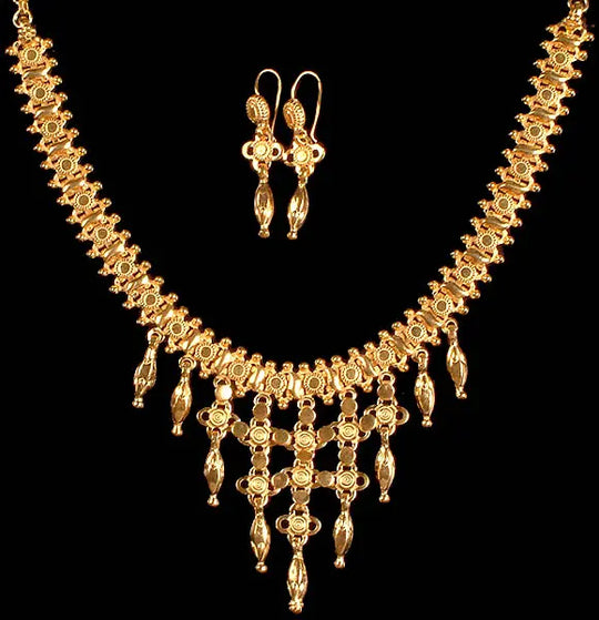 Sterling Silver Gold Plated Earrings and Necklace Set