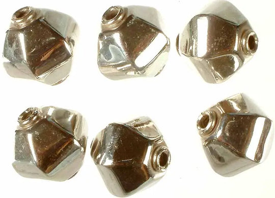 Hexagonal Bali Bead Sterling Silver Earrings