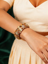 Kundan and Meenakari Copper Openable Bangles (Pair)