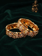 Kundan and Meenakari Copper Openable Bangles (Pair)
