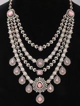 Sea Green Stone Studded Multi-Strand Bridal Necklace Set