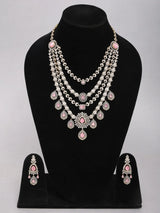 Sea Green Stone Studded Multi-Strand Bridal Necklace Set
