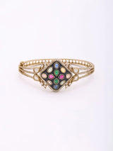 Navratna Multicolour Kundan Openable Brass Bracelet