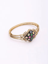 Navratna Multicolour Kundan Openable Brass Bracelet