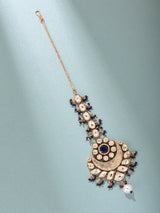 Crescent Kundan Meenakari Blue Green Maang Tikka