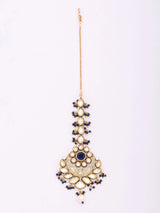 Crescent Kundan Meenakari Blue Green Maang Tikka