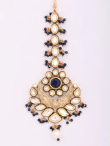 Crescent Kundan Meenakari Blue Green Maang Tikka