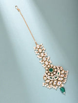 Crescent Kundan Meenakari Blue Green Maang Tikka