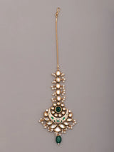 Crescent Kundan Meenakari Blue Green Maang Tikka