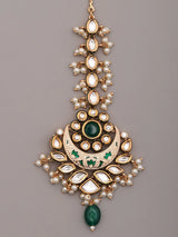 Crescent Kundan Meenakari Blue Green Maang Tikka
